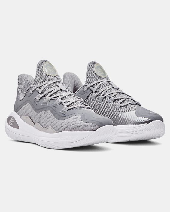 Grade School Curry 11 'Future Wolf' Basketball Shoes, White, pdpMainDesktop image number 3